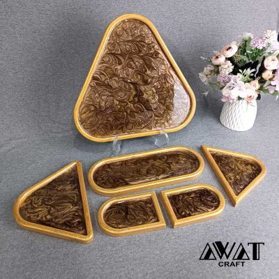 اردو خوری 6 تکه رزینی با طرح ابر و باد